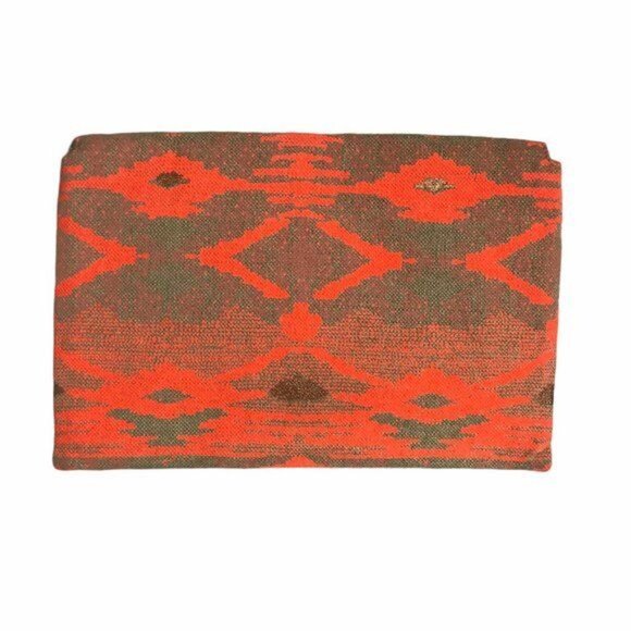 Stella & Dot City Slim City Canvas Clutch Aztec Pueblo Geometric Print Coral - Picture 2 of 3